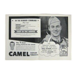 Camel Cigarette AD WWII Bomber Command 2 page1940s Vintage Print Ad  inch Tall
